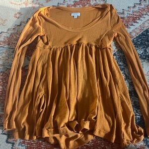 True Craft Women's Orange Long Sleeve Babydoll Top